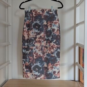 TOV Los Angeles Floral Print Midi Pencil Skirt